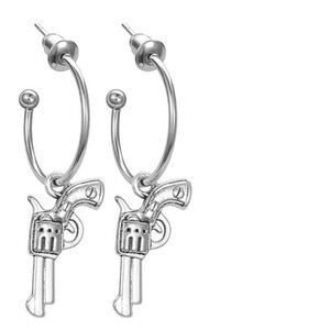 Stainless steel Silver Gun Hoop Earrings